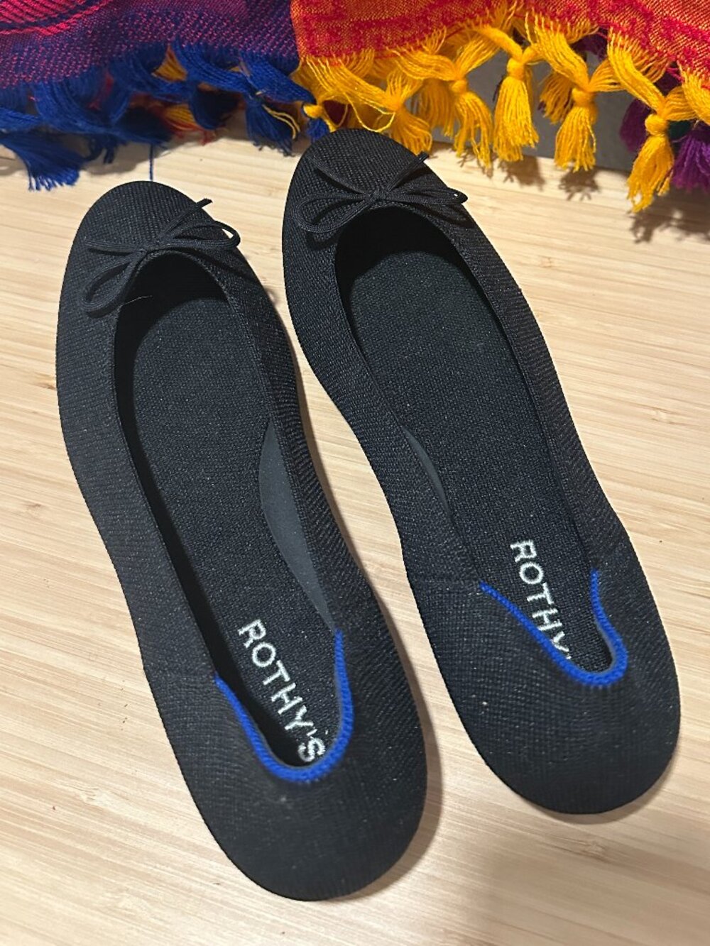 New Black Rothy's Black Knit Ballet Flats - Size 10